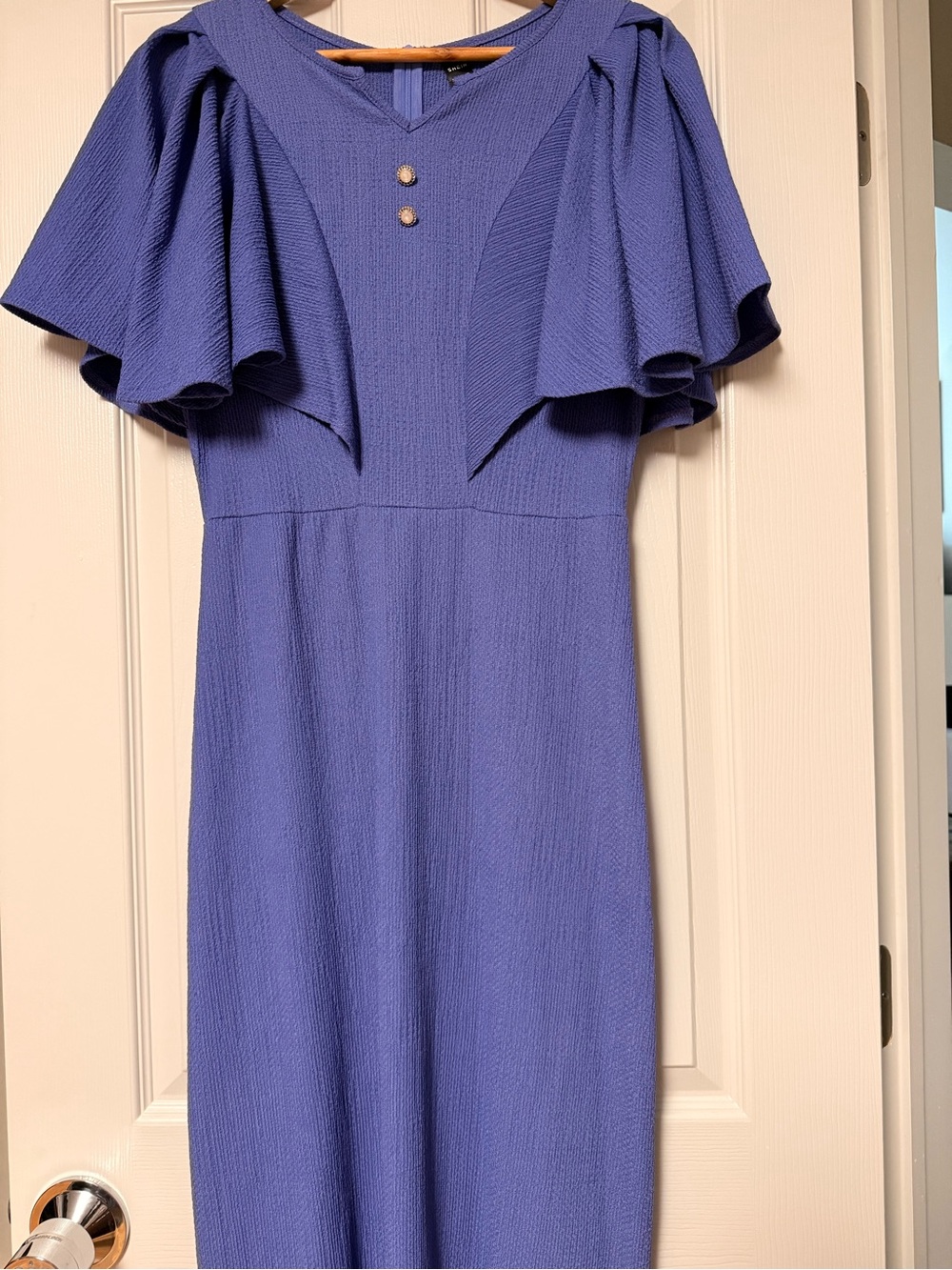 SHEIN Purple Flutter-Sleeve Midi Dress